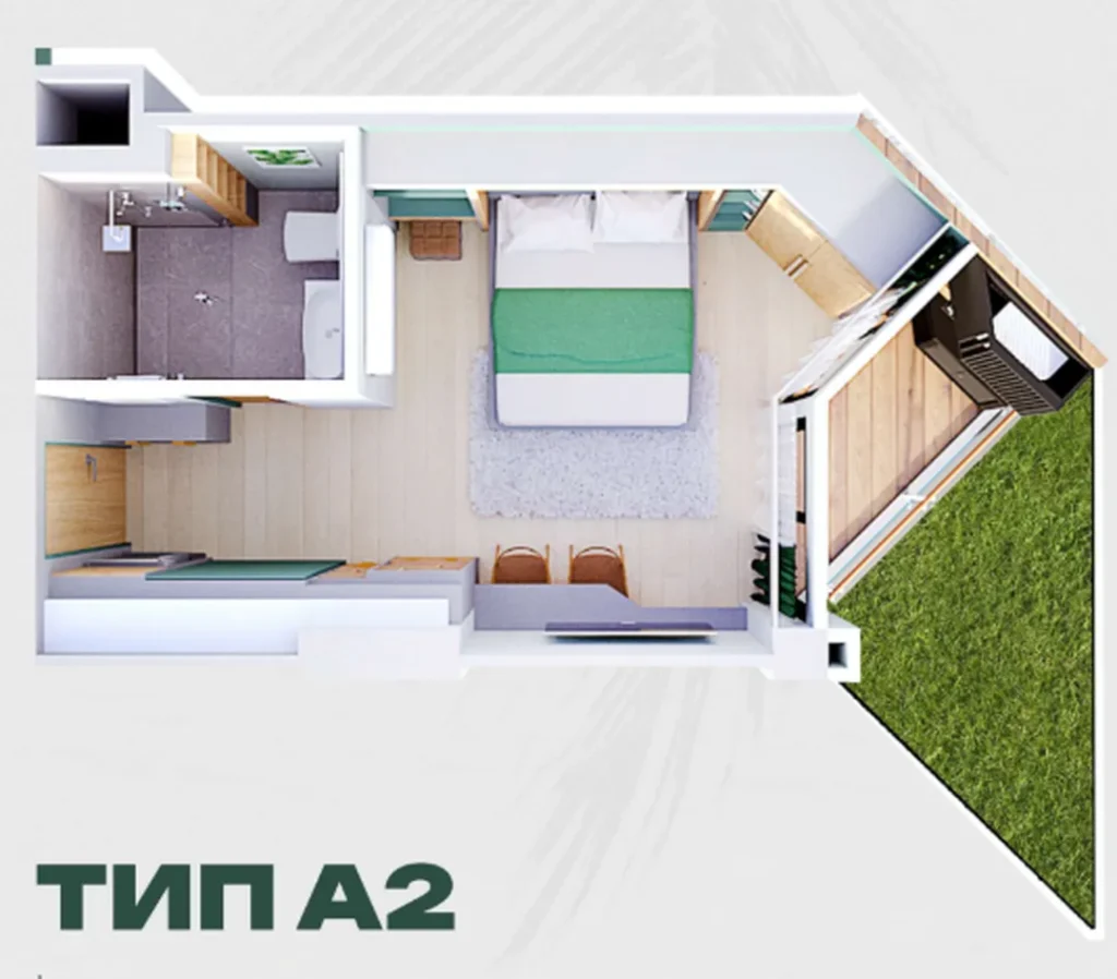 A2 studio with access to the garden