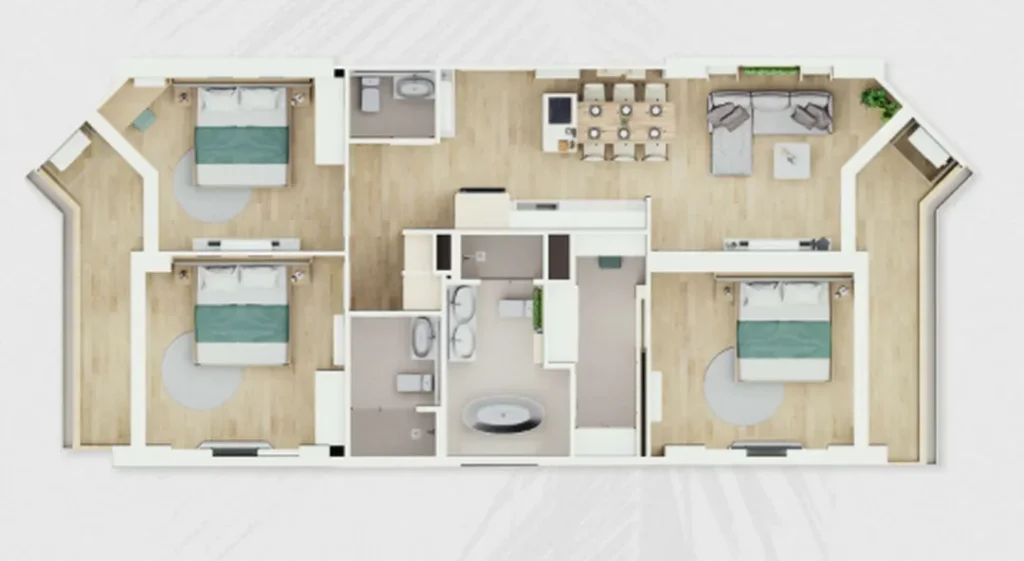 Corner apartment with 3 bedrooms and sea view