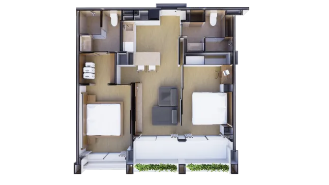 Double apartment with swimming pool