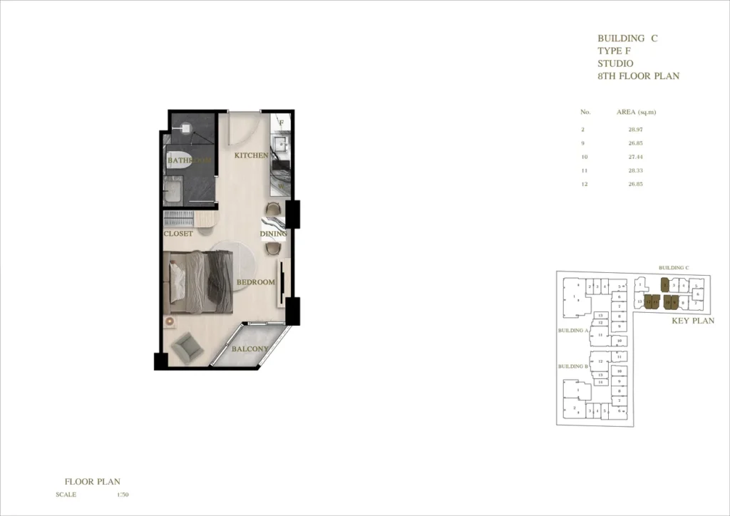 Уютная студия 28.97 м² в
