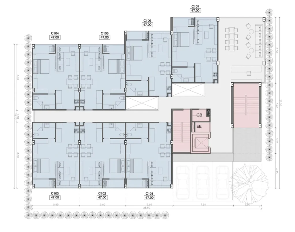 Современная 1-комнатная квартира 47.00 м² в