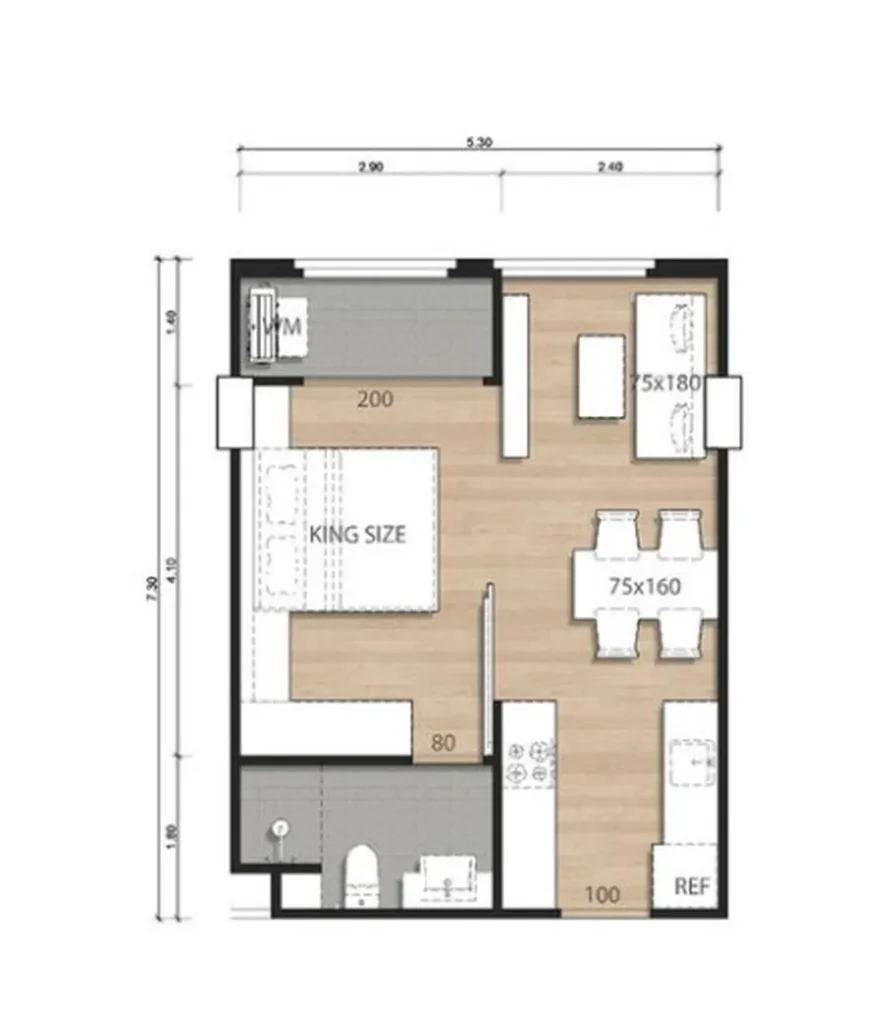 Современный кондоминиум 38.00 м² в