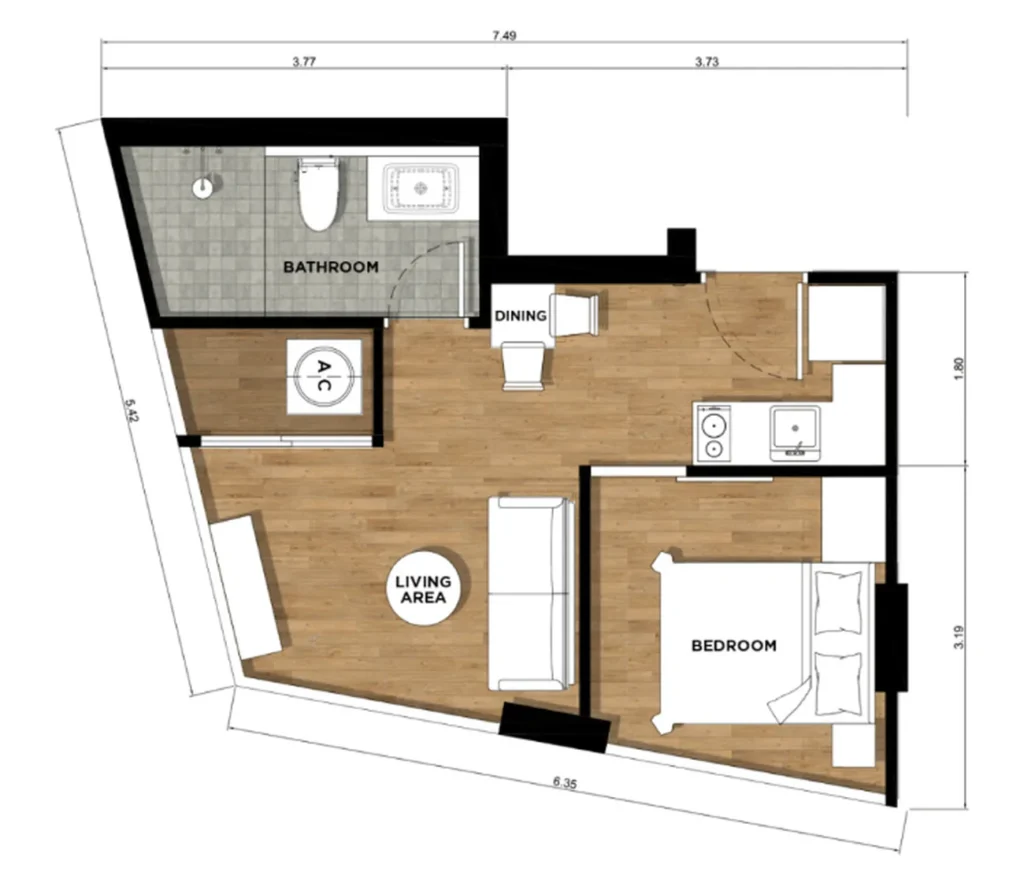 Уютная 1-комнатная квартира 30.20 м² в