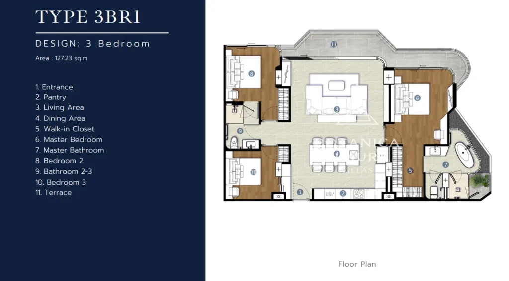 Просторная трёшка с гардеробной 127 м² в