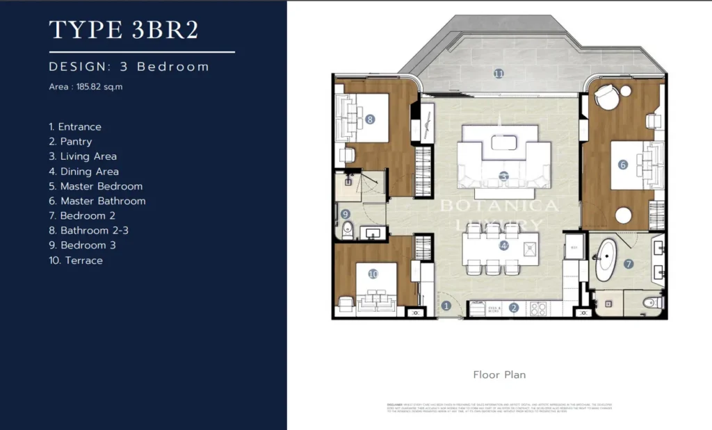 Светлая трёшка с террасой 186 м² в