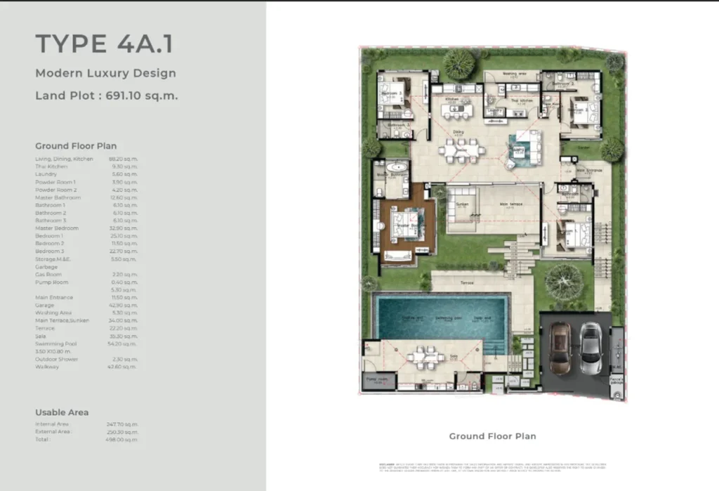 Spacious four bedroom villa of 796 sq. m. in