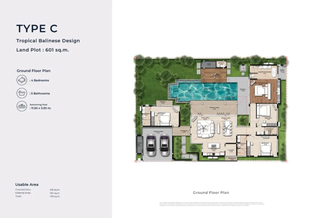 Tropical Balinese style single storey villa 601 m² in