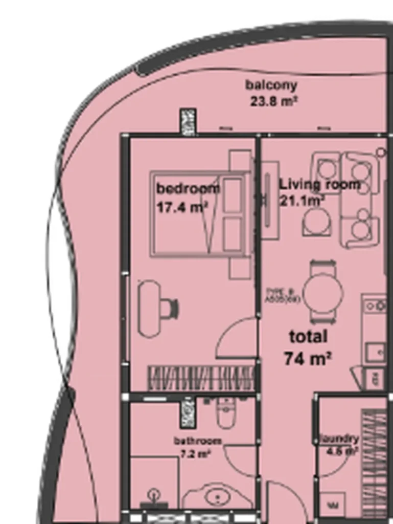 Студия-лофт с балконом в джунгли 48.80 м² в