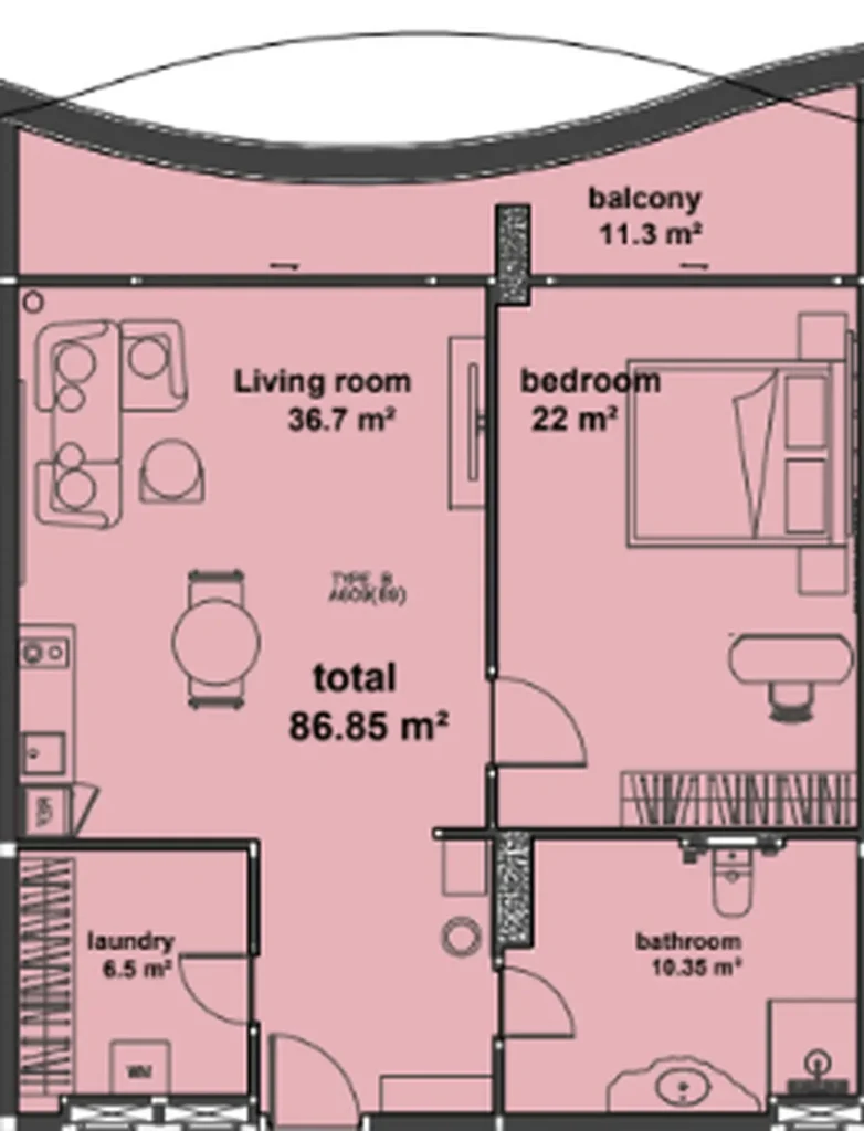 Studio on the 6th floor by the pool 86.85 sq.m. in