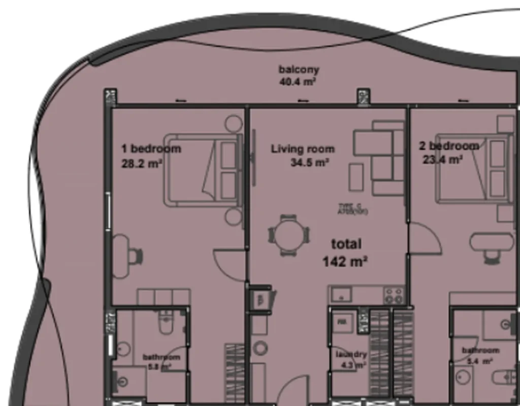 Уютная студия с видом на лес 44.45 м² в