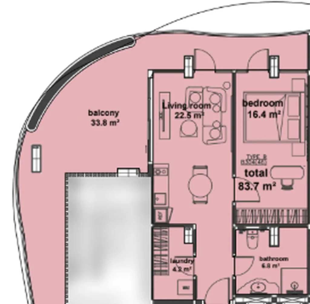 Комфортная двушка 138.40 м² в