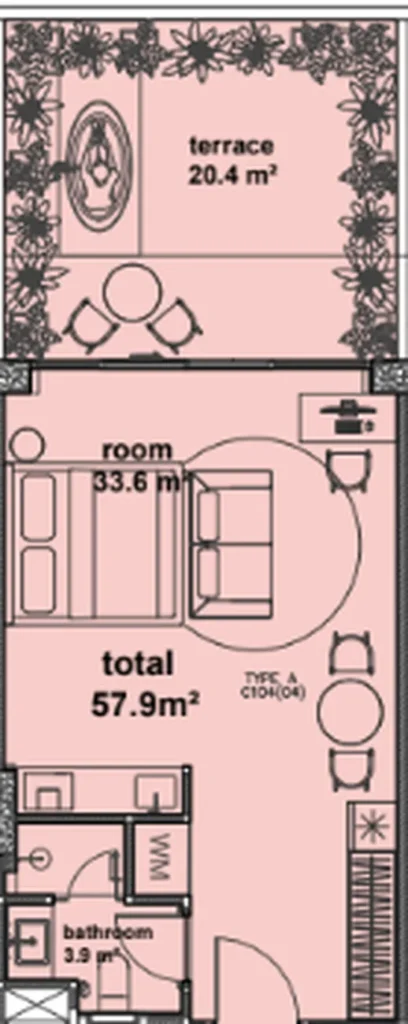 Уютная студия 57.9 м² в