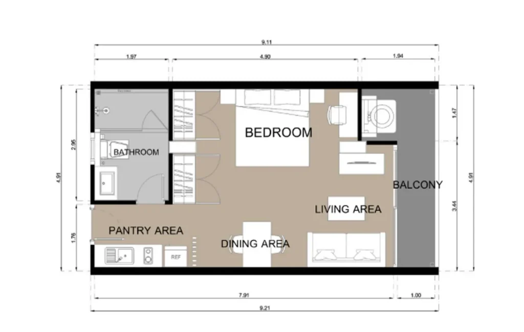 Stylish studio with thoughtful layout of 44.24 sq. m. in