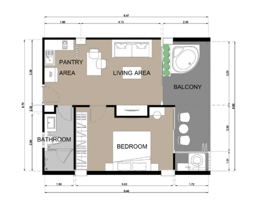 Уютная однушка 58.37 м² в