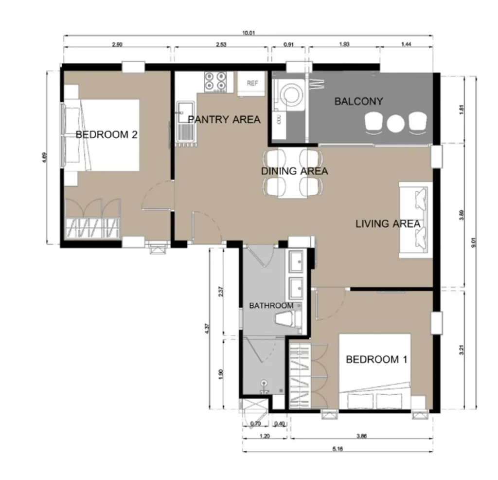 Уютная двушка с видом на море 71.52 м² в