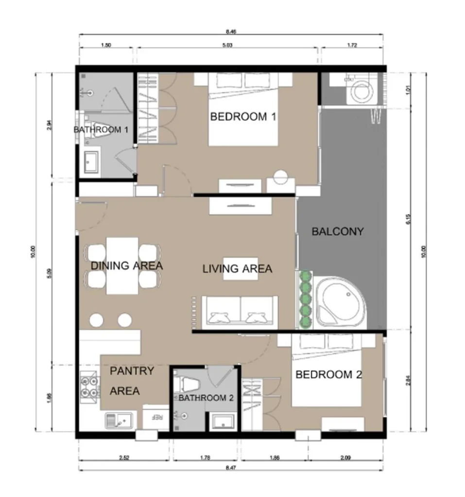 Уютный дуплекс с видом на море 86.81 м² в