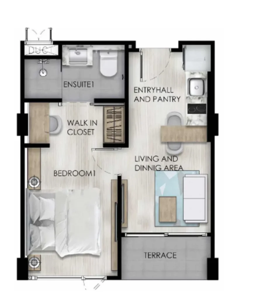 Уютная 1-комнатная квартира 42.74 м² в
