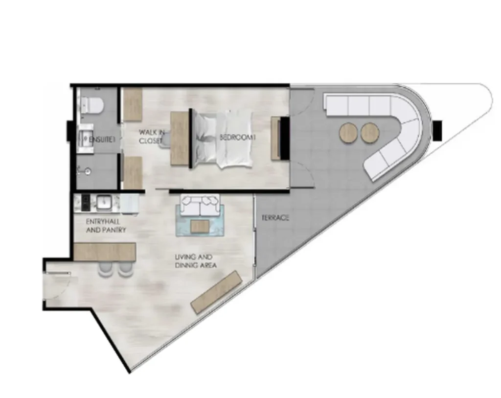Уютная 1-комнатная квартира 42.74 м² в