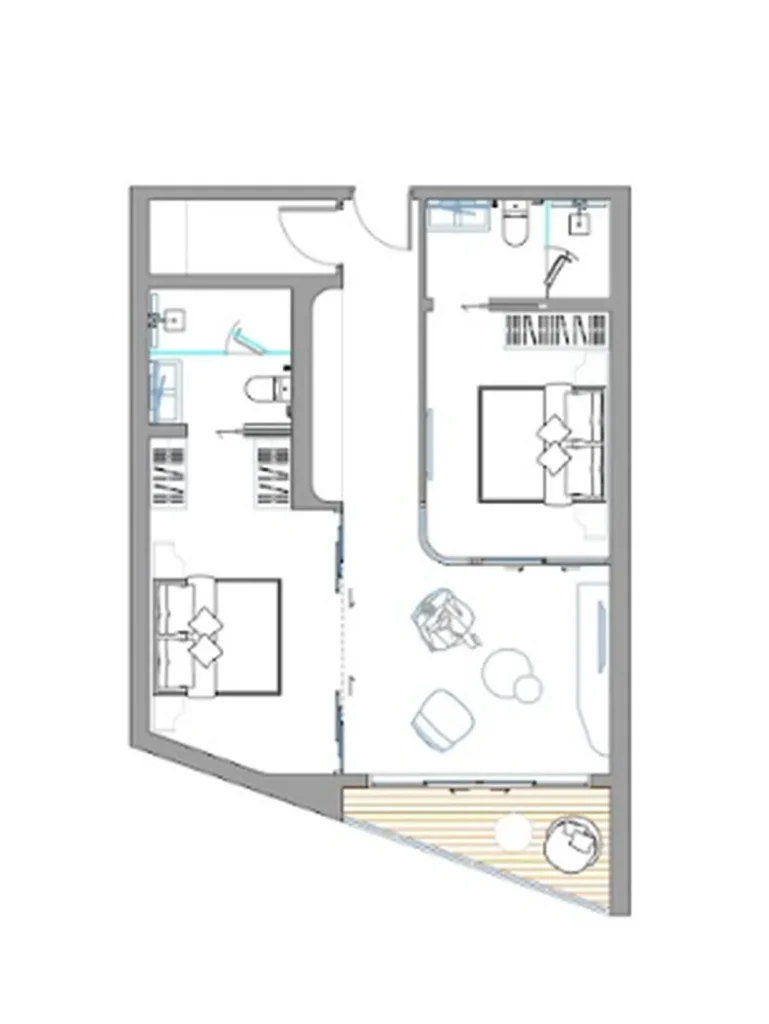 Просторная 2-комнатная квартира 76.90 м² в
