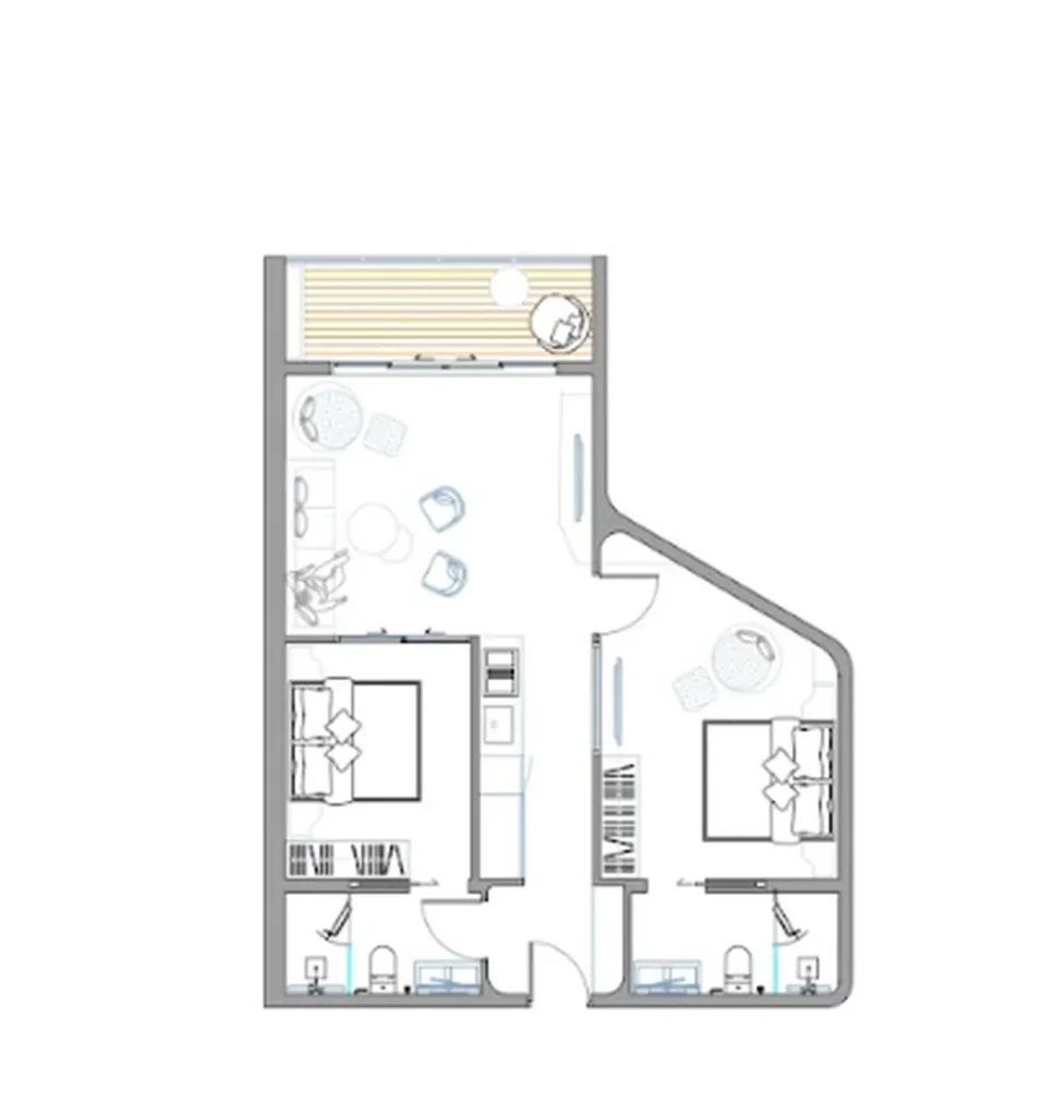 Уютная 2-комнатная квартира 82.94 м² в