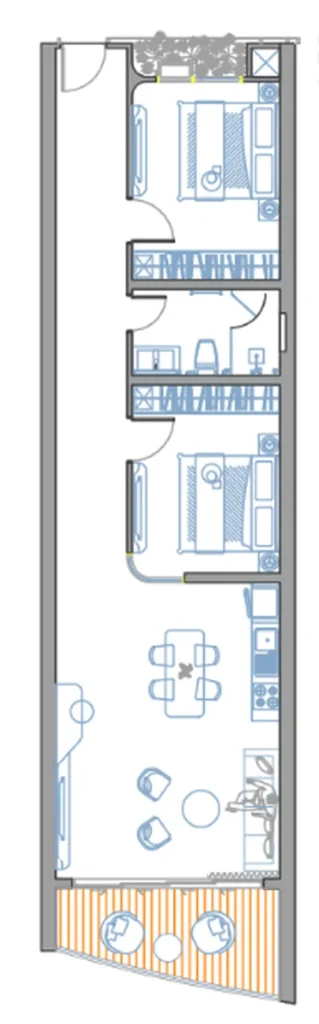 Комфортная 2-комнатная квартира 95.40 м² в