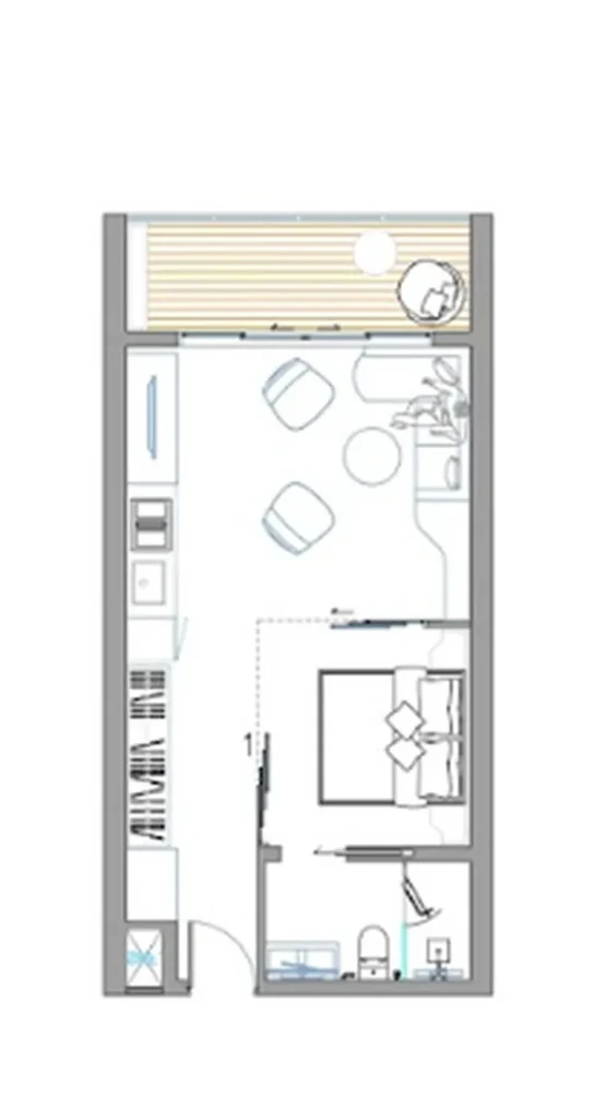 Bright one-bedroom with panoramic view 53.29 sq.m. in