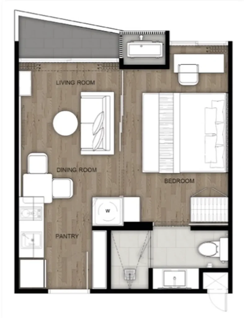 Cozy 1 bedroom apartment with garden view 30 m² in