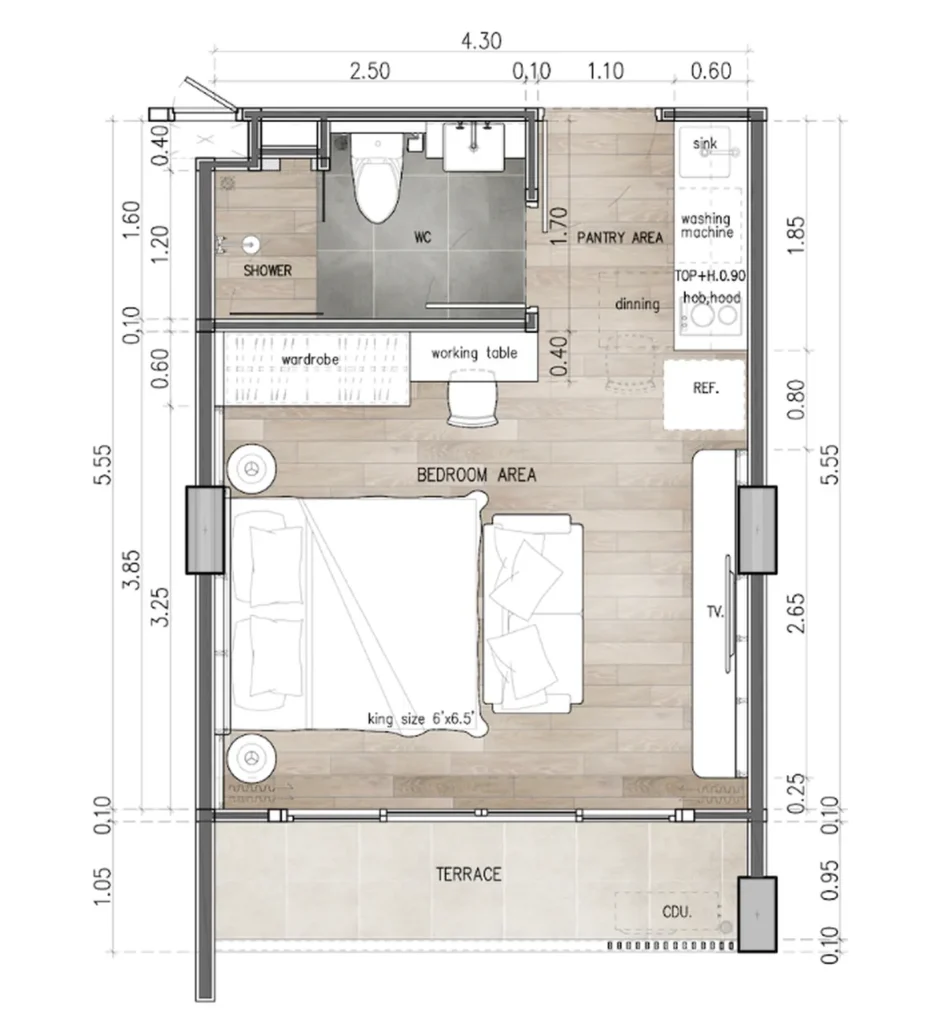 Stylish studio with terrace of 29 m² in