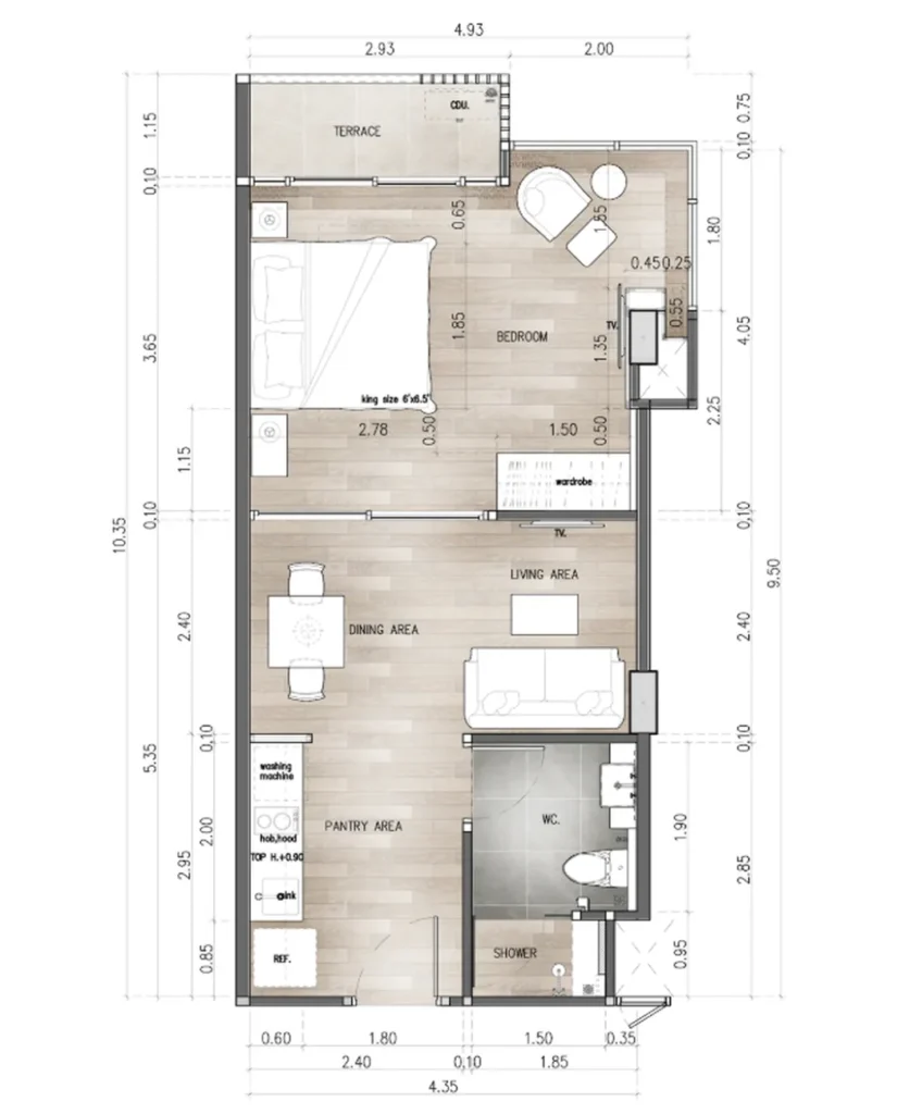 Bright studio with garden panorama 31.7 m² in