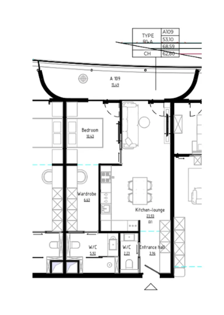 Cozy one-bedroom 68.59 sq.m. in