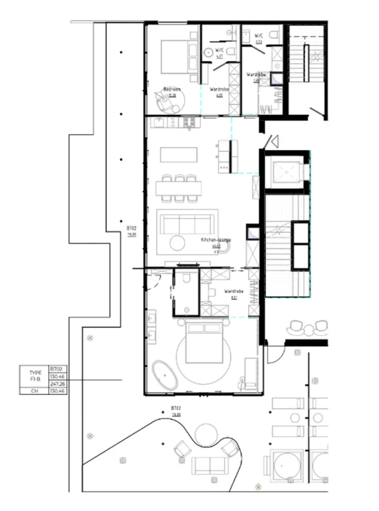 Unique two bedroom penthouse of 247.20 sq.m. in