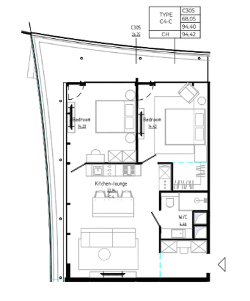 Cozy one bedroom 66.71 sq.m. in