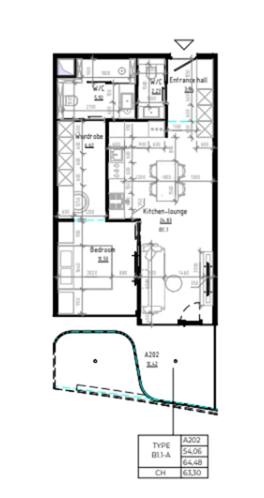 Studio with panoramic view 32.93 m² in
