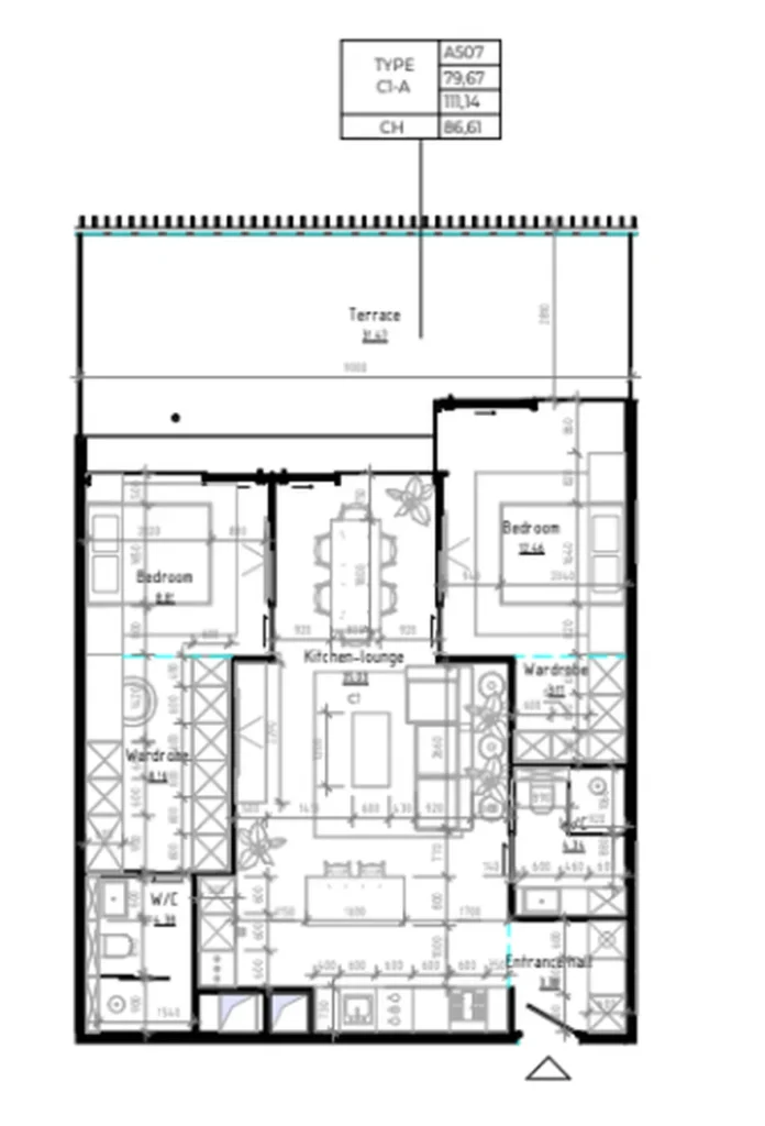 Comfortable and spacious two-bedroom 111.14 sq.m. in