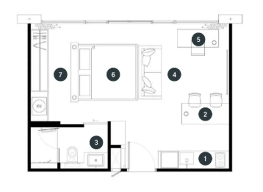 Compact studio 33.71 sq.m. in