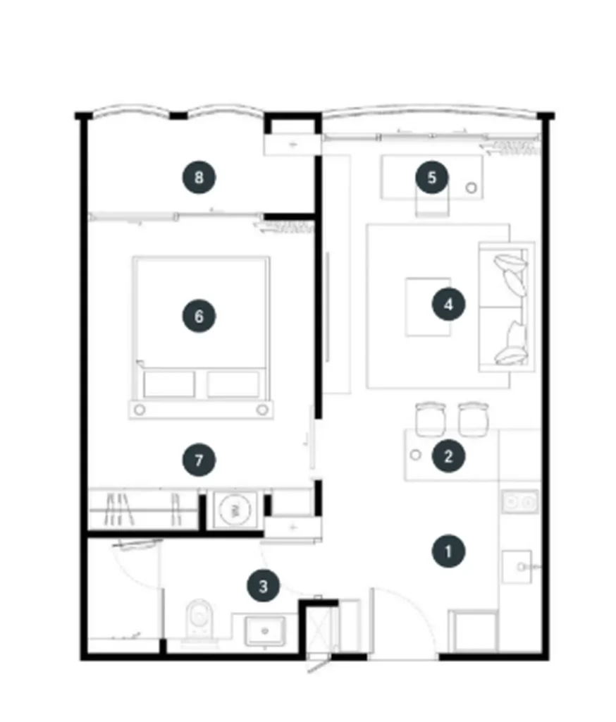 Thoughtful one-bedroom 45.27 sq.m. in
