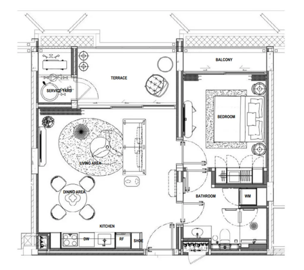 Harmonious tropical style one-bedroom of 72 sq. m. in