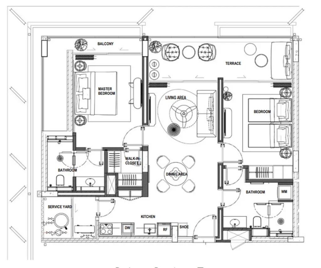 Комфортная двушка с террасой 105 м² в