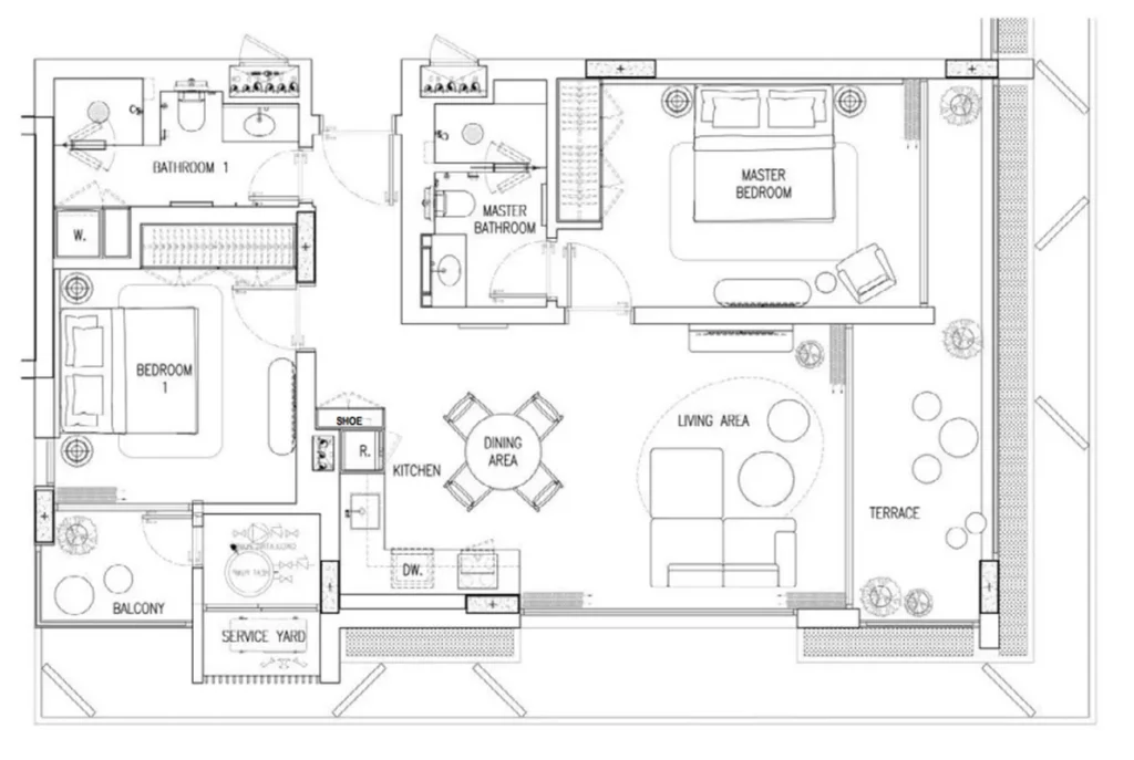 Comfortable two-bedroom with terrace of 105 sq. m. in