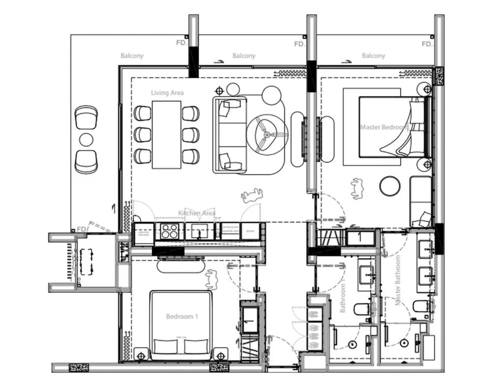Просторная двушка 118.65 м² в
