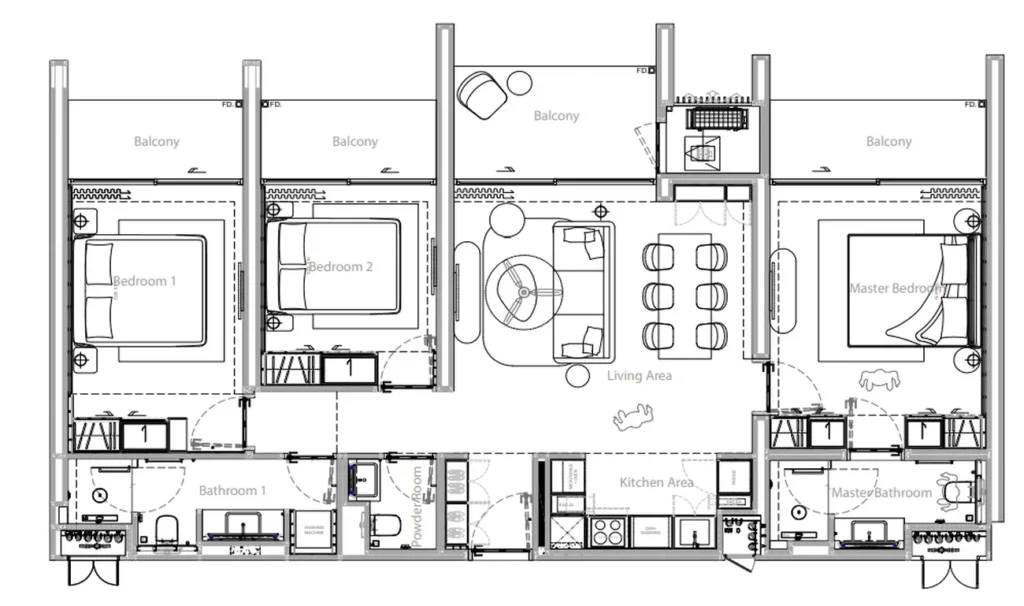 Spacious two-bedroom 118.65 sq.m. in