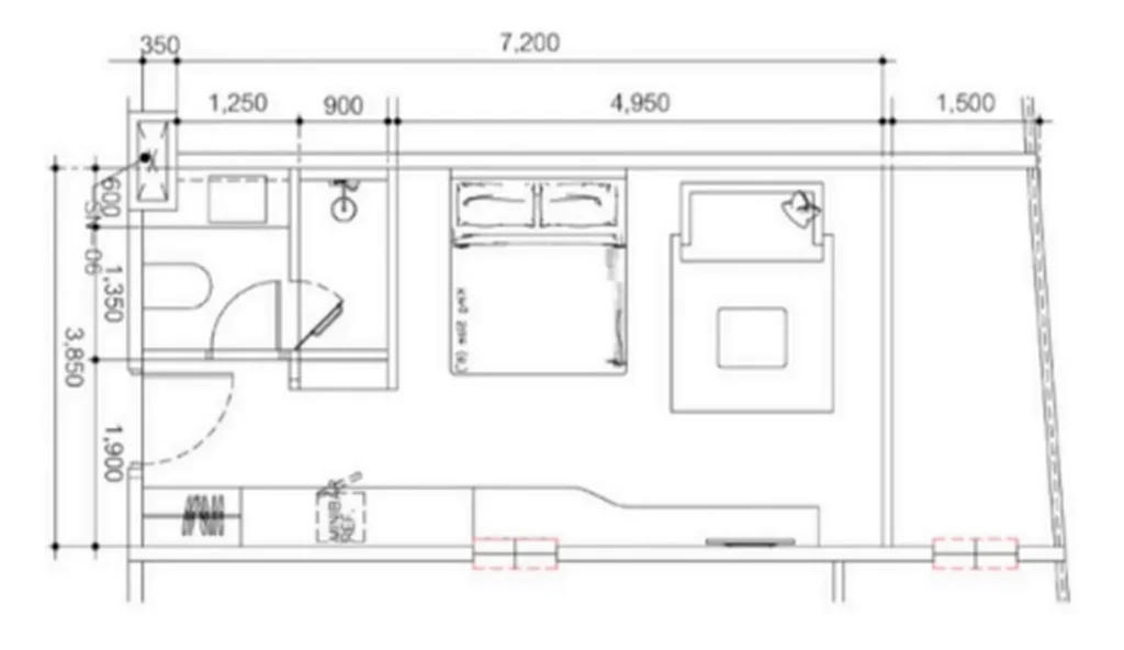 Laconistic studio of 34 sq. m. in