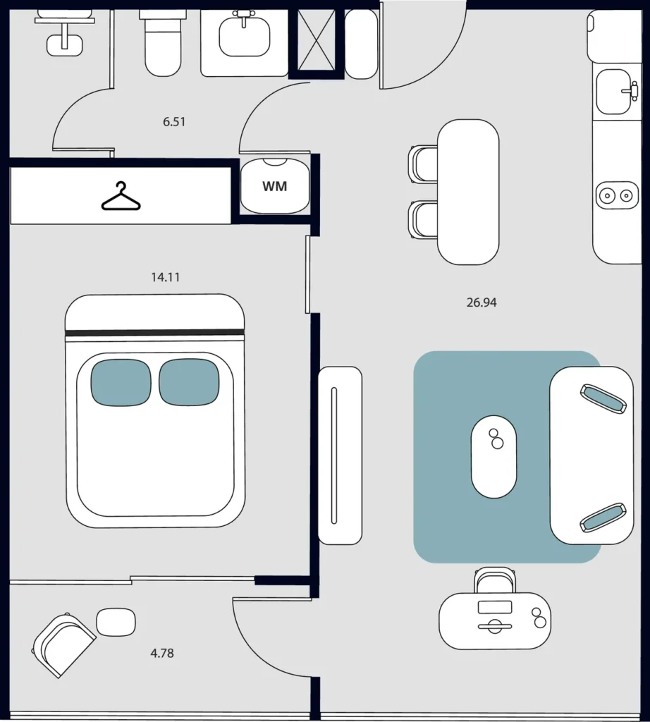 Уютная однушка 52.34 м² в