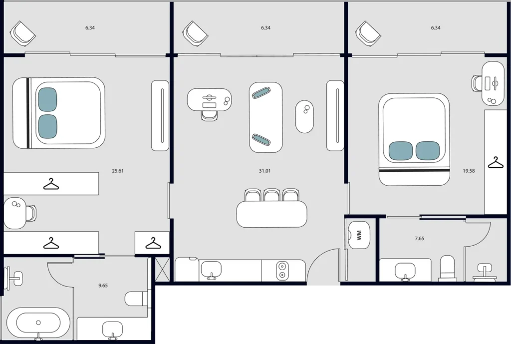 Продуманная однушка в колоритном Раваи 53.51 м² в