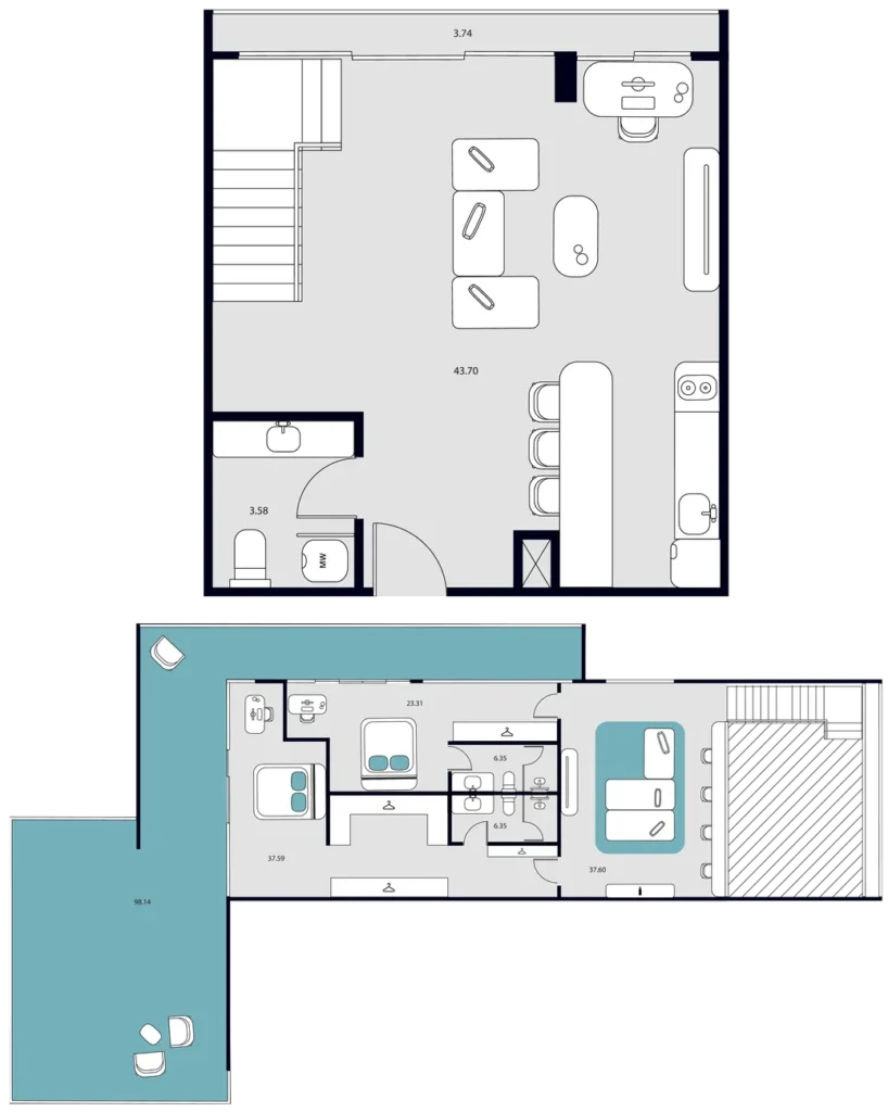 Двухуровневый пентхаус с террасой 244.40 м² в