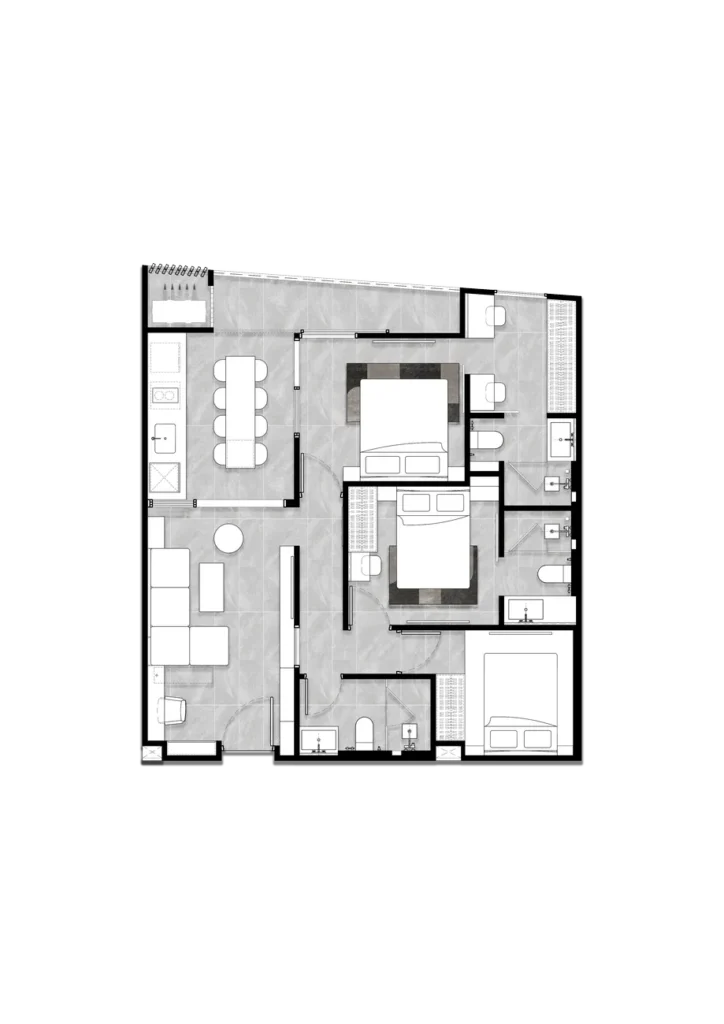 Комфортная трёхкомнатная квартира с террасой 84 м² в