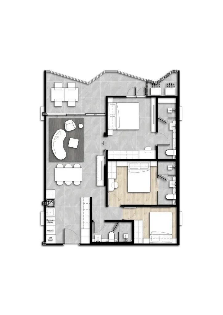 Лаконичная студия с огромной террасой 46 м² в