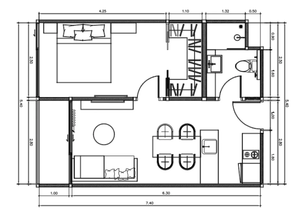 Family 2 bedroom apartment with pool view 53.8 sq.m in