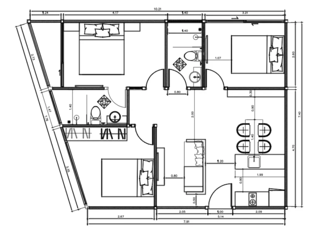 Family duplex 51.8 sq.m. in
