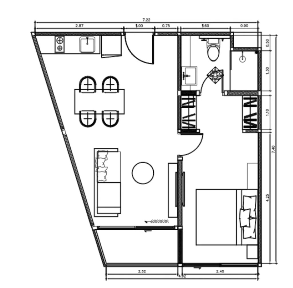 Spacious poolside triplex 70.4 sq.m. in